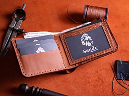 Чоловічий шкіряний гаманець 2 прозорих відділи для ID карт та 6 відділів для карток