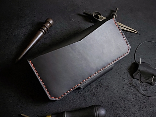 Шкіряне портмоне на рівну купюру зі зрізаними кутами та кишенею для монет