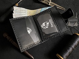 Шкіряний гаманець 8 відділів для карток 1 прозорий відділ для документів з 1 відділом для купюр