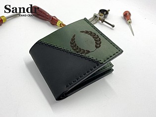 Шкіряний кишеньковий гаманець ексклюзивне пошиття прозорий відділ для паспорта та 7 карт