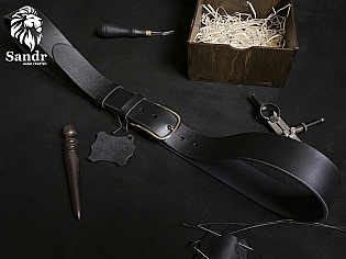 Чоловічий класичний ремінь з натуральної шкіри не прошитий по всій довжині з обробленими торцями