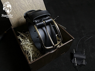 Чоловічий класичний ремінь з натуральної шкіри не прошитий по всій довжині з обробленими торцями