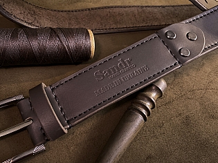 Великий ремінь з натуральної шкіри чоловічий прошитий по всій довжині з обробленими торцями