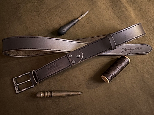 Великий ремінь з натуральної шкіри чоловічий прошитий по всій довжині з обробленими торцями