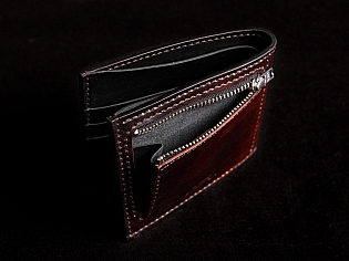 Шкіряний чоловічий гаманець з кольоровим тисненням самурая ручна робота 