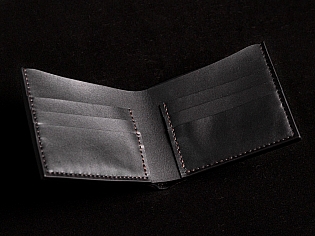 Шкіряний чоловічий гаманець з кольоровим тисненням самурая ручна робота 