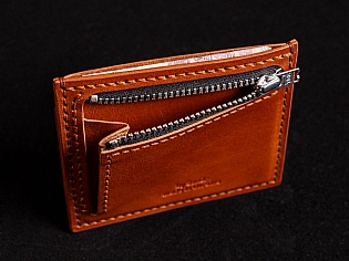 Шкіряний картхолдер - міні гаманець з прозорим відділом та окремою кишенею для монет на замочку