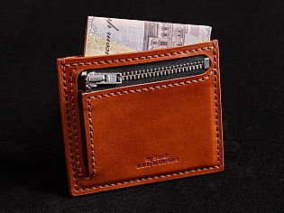 Шкіряний картхолдер - міні гаманець з прозорим відділом та окремою кишенею для монет на замочку