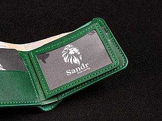 Чоловічий гаманець шкіряний 2 прозорих відділи для ID документів та 6 відділів для карток без защіпки