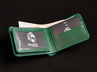 Чоловічий гаманець шкіряний 2 прозорих відділи для ID документів та 6 відділів для карток без защіпки