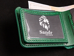 Чоловічий гаманець шкіряний 2 прозорих відділи для ID документів та 6 відділів для карток без защіпки