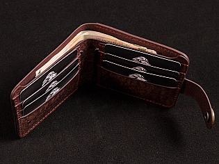  Чоловічий гаманець з шкіри пошитий вручну поміщає 6 відділів для карток