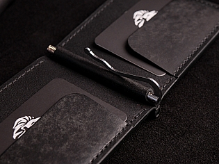 Шкіряний зажим для купюр чоловіча модель на 8 зовнішніх відділів для карток та 2 внутрішніх ручний пошив