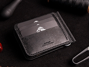 Шкіряний зажим для купюр чоловіча модель на 8 зовнішніх відділів для карток та 2 внутрішніх ручний пошив