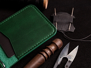 Шкіряний гаманець затиск для купюр з двома відділами для карток преміальна шкіра ручна робота