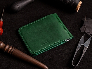 Шкіряний гаманець затиск для купюр з двома відділами для карток преміальна шкіра ручна робота