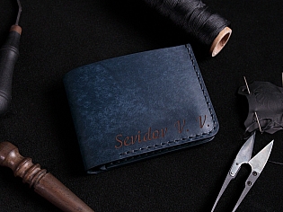 Чоловічий шкіряний гаманець ANGLE внутрішня кнопка магніт