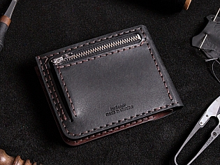 Шкіряний чоловічий гаманець ANGLE внутрішня кнопка магніт та зовнішній відділ для монет на замочку