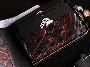 Шкіряний гаманець з унікальним малюнком та монетницею