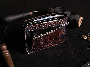 Шкіряний гаманець з унікальним малюнком та монетницею