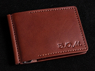 Шкіряний гаманець затиск для купюр з двома відділами для карток преміальна шкіра ручна робота