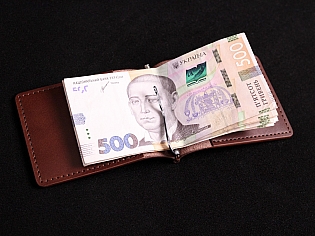 Шкіряний гаманець затиск для купюр з двома відділами для карток преміальна шкіра ручна робота