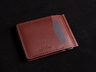 Шкіряний гаманець затиск для купюр з двома відділами для карток преміальна шкіра ручна робота