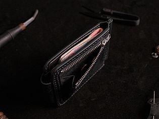 Гаманець-затиск для купюр з відділом для монет пошитий з натуральної шкіри