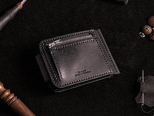 Гаманець-затиск для купюр з відділом для монет пошитий з натуральної шкіри