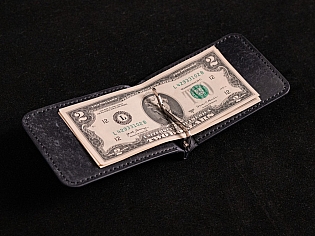 Чорний шкіряний гаманець максимально тонкий із відділом для монет та 2 відділами для карт