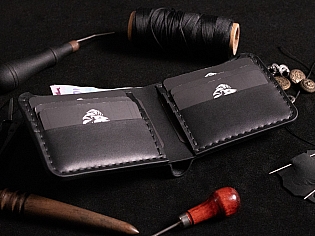 Чоловічий шкірняий гаманець пошитий вручну поміщає 6 відділів для карток та 2 таємних 