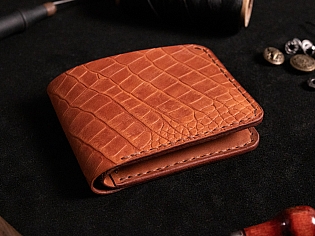 Шкіряний чорний чоловічий гаманець пошитий вручну поміщає 6 відділів для карток