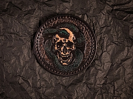 Патч із тисненим зображенням черепа та змії Патч із тисненим зображенням черепа та змії