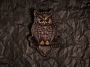 Шкіряний патч із тисненим зображенням сови Шкіряний патч із тисненим зображенням сови