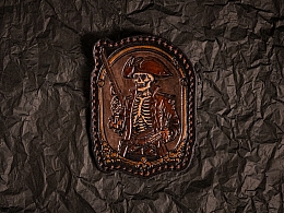 Шкіряний патч із тисненим зображенням пірата-скелета