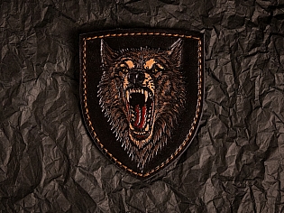 Шкіряний патч із тисненим зображенням вовка Шкіряний патч із тисненим зображенням вовка