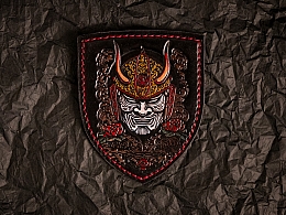 Шкіряний патч із тисненим зображенням японського самурая