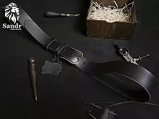 Чоловічий класичний ремінь з натуральної шкіри не прошитий по всій довжині з обробленими торцями