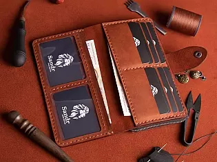 Шкіряне портмоне на дві секції