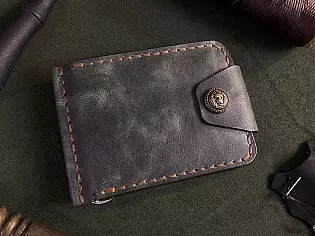 Чоловічий затиск гаманець ручна робота вміщає прозорий відділ для документів 4 для карток та 1 прихований