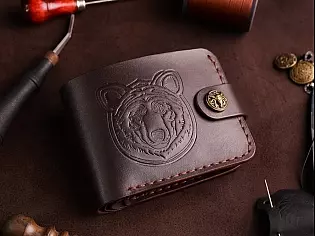 Гаманець шкіряний ручна робота 3 відділи для карток та простора кишенька для монет