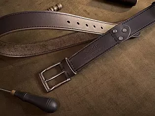 Великий ремінь з натуральної шкіри чоловічий прошитий по всій довжині з обробленими торцями