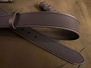 Великий ремінь з натуральної шкіри чоловічий прошитий по всій довжині з обробленими торцями