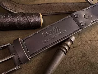 Великий ремінь з натуральної шкіри чоловічий прошитий по всій довжині з обробленими торцями