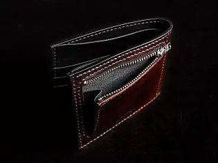 Шкіряний чоловічий гаманець з кольоровим тисненням самурая ручна робота 