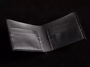 Шкіряний чоловічий гаманець з кольоровим тисненням самурая ручна робота 