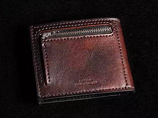 Шкіряний чоловічий гаманець з кольоровим тисненням самурая ручна робота 