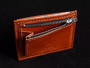 Шкіряний картхолдер - міні гаманець з прозорим відділом та окремою кишенею для монет на замочку