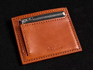 Шкіряний картхолдер - міні гаманець з прозорим відділом та окремою кишенею для монет на замочку