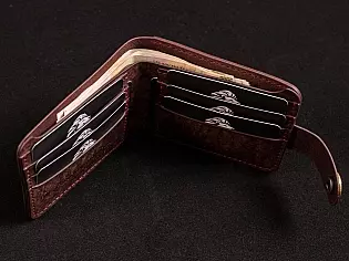  Чоловічий гаманець з шкіри пошитий вручну поміщає 6 відділів для карток